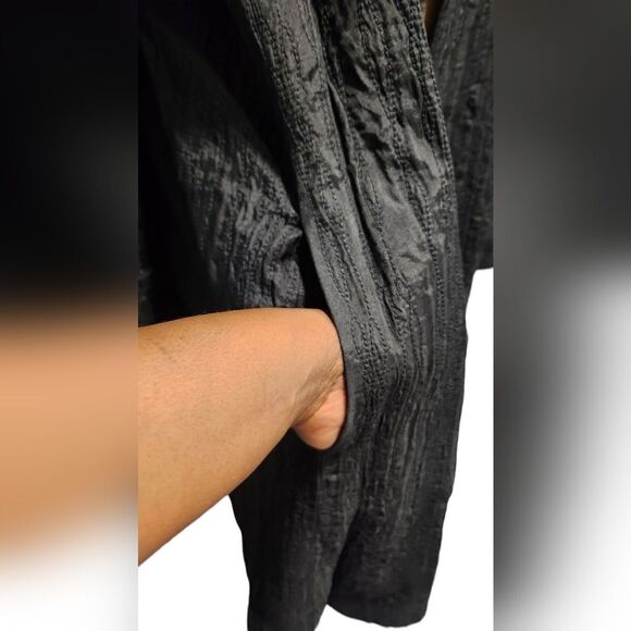 Eileen Fisher woman Womens black plus size Silk crinkle open front duster Sz XL - Picture 4 of 8